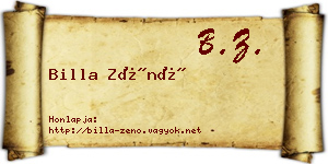 Billa Zénó névjegykártya